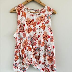 J.Jill Womens Medium Linen Flirty Boho Casual Vacation Sleeveless Tank Top Shirt